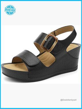 Chunky Wedge Platform Sandals Comfortable Lightweight Slip Resistant Slingback